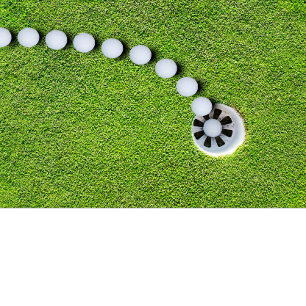 Golf Instruction Swing Swear bij vlaggengat op gro Ronde Sticker