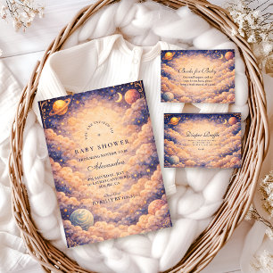 Hemelse Wolken Planeten Baby Shower Kaart