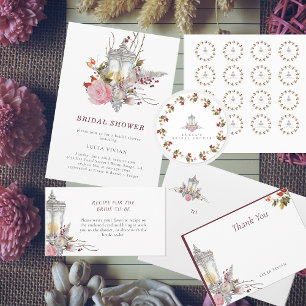 Bruidsmeisjesfeest met roestige bloemrozen en lant ronde sticker
