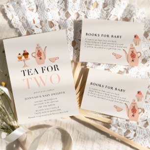 Thee voor twee   Tea Party Baby shower Boeken voor Informatiekaartje