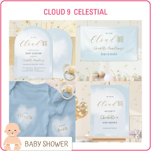 Uitnodiging voor Cloud 9 Hemelsblauwe Baby Shower