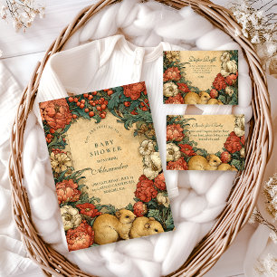 Vintage bloemige babyschattige dieren Baby Shower Kaart