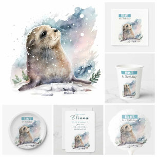 Winter vibes Seal - 1e verjaardag - Papieren Bekers