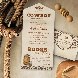 Kleine Westerne Cowboy Baby shower Bedankkaart