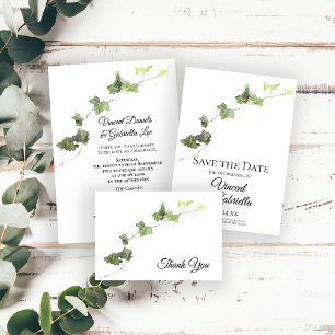 Groene Engelse Ivy Waterverf Wedding Save the Date