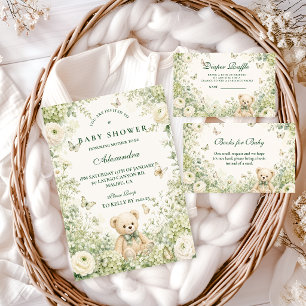 Grillige Groene Teddybeer Baby Shower Servet