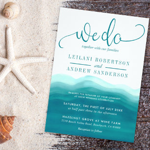 Blauwgroen doen we Waterverf ombre bruiloft Kaart