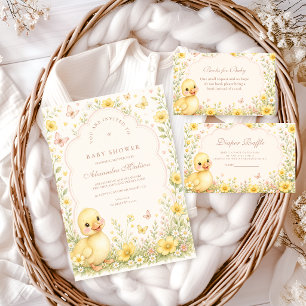 Zoet Eendje Wildbloem Baby Shower Kaart