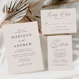 Moderne Elegantie Roze Goud Monogram Huwelijk Folie Uitnodiging
