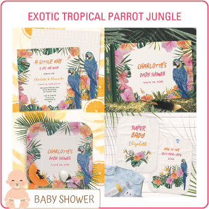 Exotische Tropische Papegaai Jungle Baby Shower Kaart