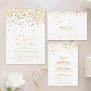 Het  Glam Gold Confetti Wedding Collectie Kaart