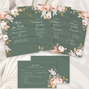 Boho Salie Groene Pioenrozen Trouwdag Servet