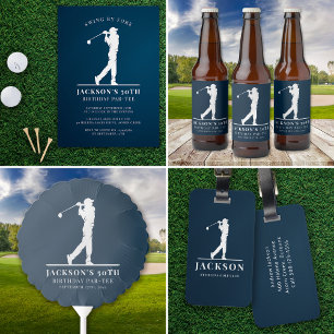 Navy Golf Thema Verjaardag Par-t-shirt Bier Etiket
