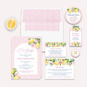 Arch Shape Lemons Baby Girl Shower Kaart