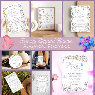 Elegant Floral Lavender Wedding Invitation Kaart