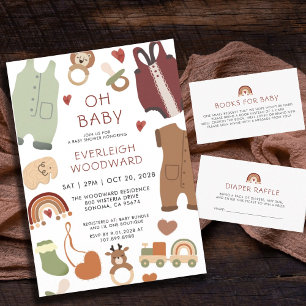 Oh Baby Boho Boy Baby shower Luier Raffle Informatiekaartje