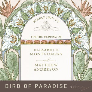 Strelitzia Wedding Invitations Art Nouveau Mucha Kaart