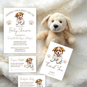 Puppy hond thema baby shower bedankkaart