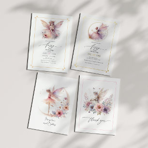 Fairy eerste 1e verjaardag partij acryl uitnodigingen