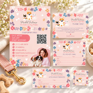 Whimsical bloemenschattig pastel huisdier oppas ho vierkante sticker