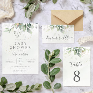 Eucalyptus Calligraphy Diaper Raffle Ticket Informatiekaartje