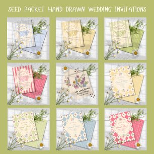Wildflower Seed Packet Hand getrokken bruiloft Kaart