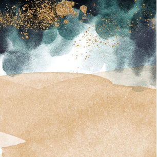 Blue Green Gold Paint Agate Beach Wedding Shower Kaart