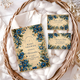 Botanische Blauwebes Florale Baby Shower Servet