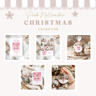 5 Foto  Roze Notenkraker Kerst Feestdagenkaart