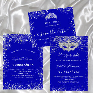 Masquerade royal blue Quinceanera-uitnodiging Flyer