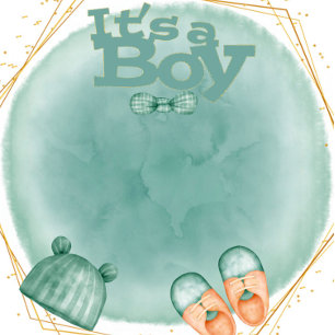 Het is een jongen in Mint Green en Gold Baby showe Kaart