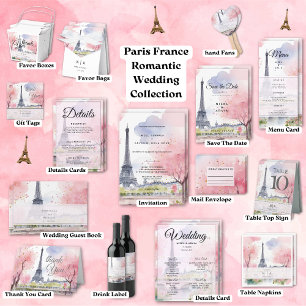 Paris Frankrijk Romantische Waterverf Roze Eiffelt Save The Date