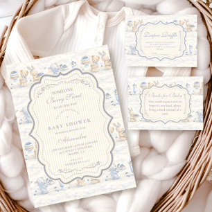 Blauwbeskonijn Teddy Toile Baby Shower Servet