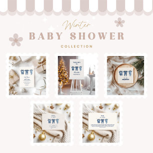 Blue Clothesline Baby shower Kaart