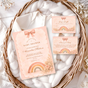 Zachte Pastel Boho Regenboog Baby Shower Kaart