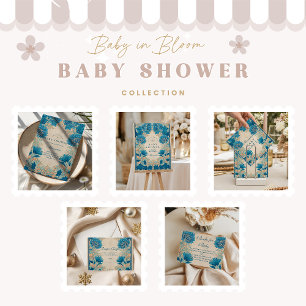 Ouderwetse Blauwe Botanische Babyborrel Servet