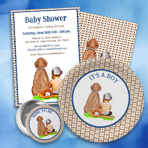 Baby Boy and Dog Baseball Theme Baby shower Servet