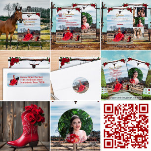 Ranch Masquerade Quinceañera 15e verjaardag Bedankkaart