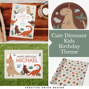 Kute Dinosaur Feet Birthday Party Wrapping Paper Cadeaupapier