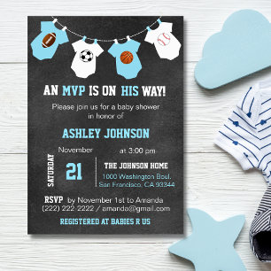 Chalkboard Sports Little ALL-STAR Baby shower Kaart