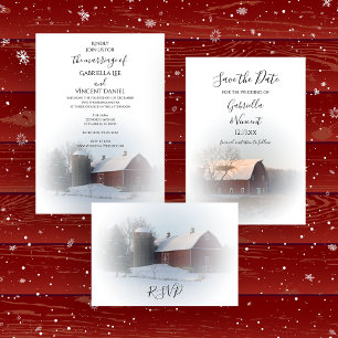 Sneeuwbedekking Barn en Silo Winter Wedding RSVP