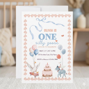 Eén domme gans 1e verjaardag  Blauw Roze Pastel Papieren Bordje