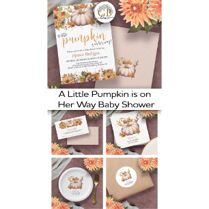 Een kleine pompoenherfst Herfst Floral Baby shower Papieren Bordje