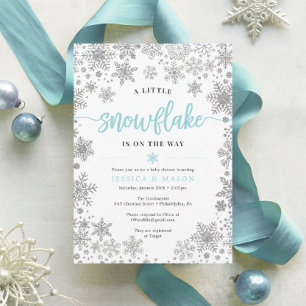Wintersneeuwvlok Virtual Baby shower Invitation Kaart