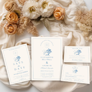 Elegante Palm Tree Hand getrokken bruiloft Informatiekaartje