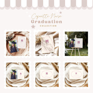 Coquette Pink Bow Nursing School Afstuderen Bedankkaart