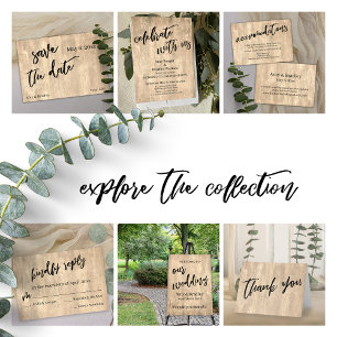 Rustic Wood Celebrate met US Wedding Reception Kaart
