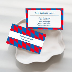 Blauw en Rood Beiers Diamanten Vlag Patroon Visitekaartje