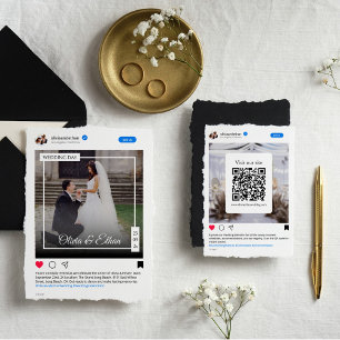 Moderne Grappige Social Media Bruiloft Kaart