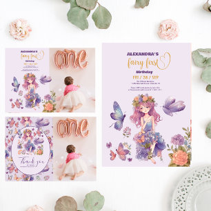 Fairy First Enchanted Woodland 1st Birthday Kaart